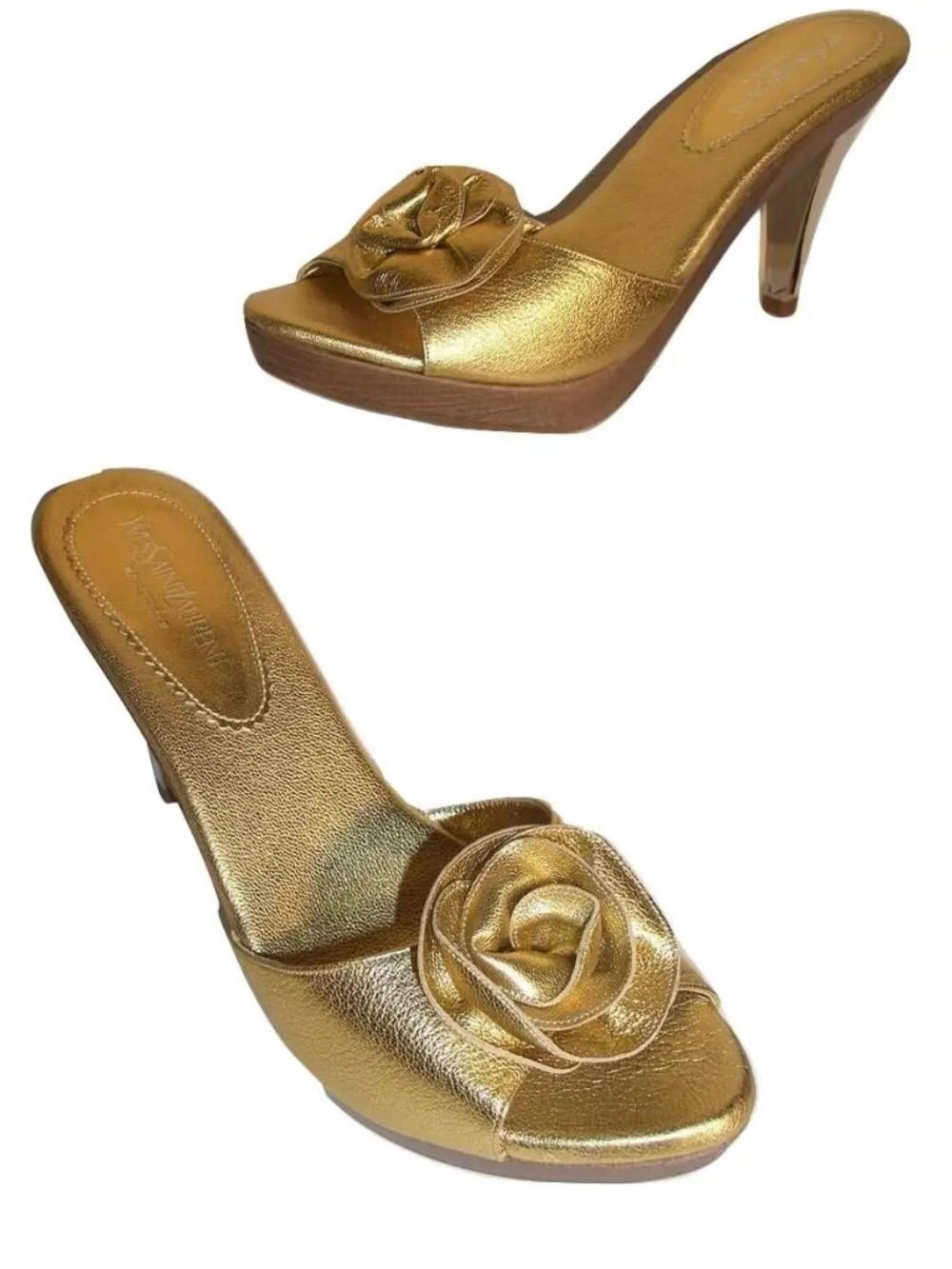 Yves Saint Laurent (YSL) Tom Ford era Gold leather Nadja Sandals Size 39